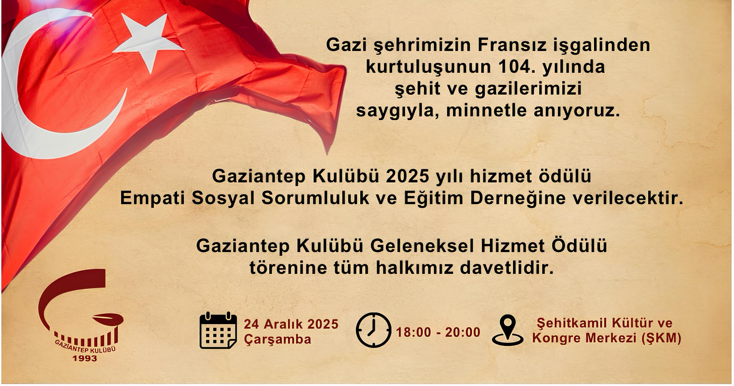 Gazi Şehrimizin Fransız İşgalinden Kurtuluşunun 104. Yılında, Aziz Şehitlerimizi Ve Kahraman Gazilerimizi Saygı Ve Minnetle Anıyoruz