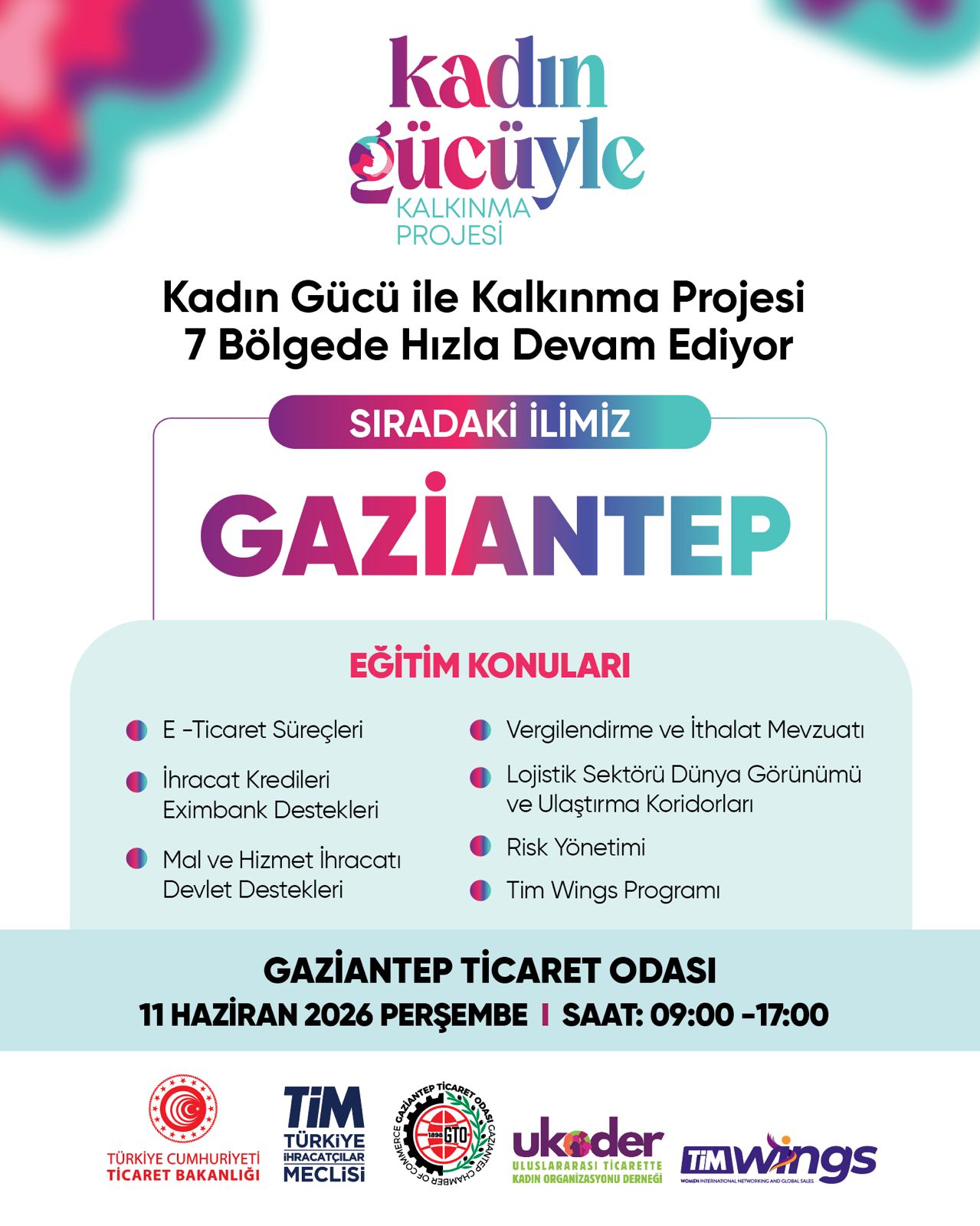 Kadın Gücüyle Kalkınma Projesi Gaziantep Eğitim Programı